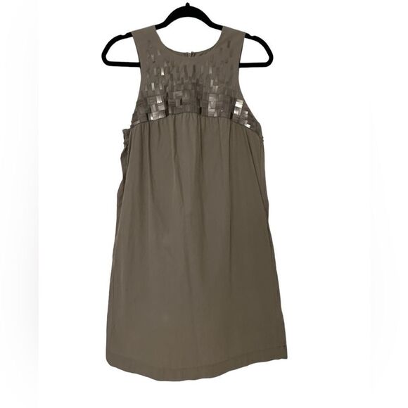 Vince Taupe Tan Sparkle Shift Mini Dress| Size 10 - Picture 1 of 8